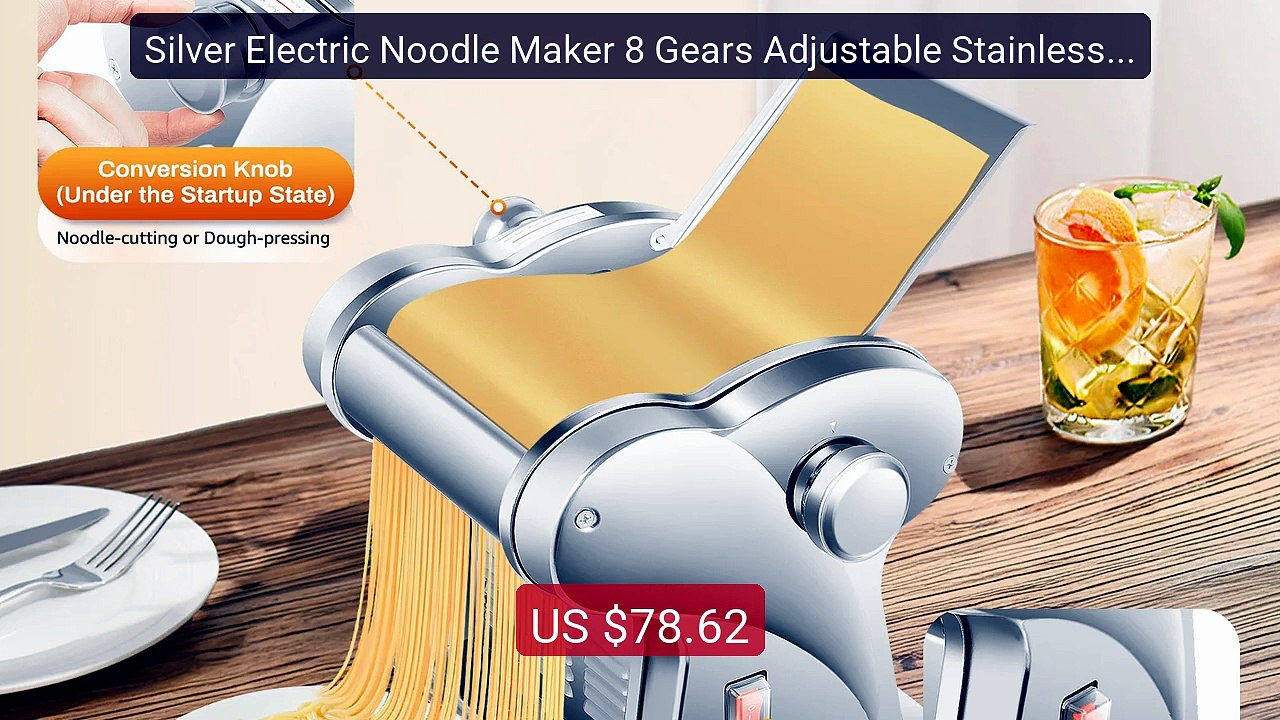 Silver Electric Noodle Maker 8 Gears Adjustable Stainless Steel 13... -- Best Deal 2026 | Shop Now!