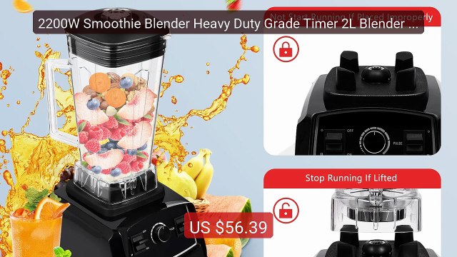 2200W Smoothie Blender Heavy Duty Grade Timer 2L Blender Mixer Juic... Top Rated 2026 | Buy Now!