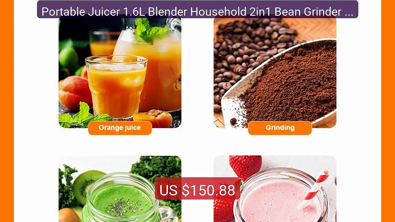 Portable Juicer 1.6L Blender Household 2in1 Bean Grinder Food ... -- Hot Deal 2026 | Limited Offer!