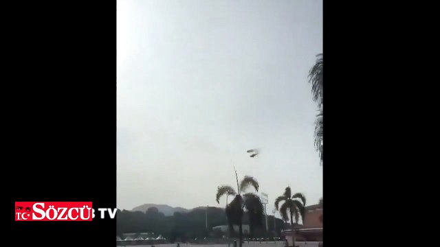 Korkunç anlar... İki helikopterin havada çarpıştı