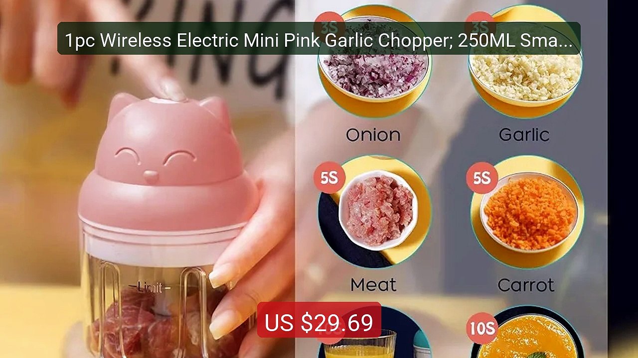 1pc Wireless Electric Mini Pink Garlic Chopper; 250ML Small Fo... -- Hot Deal 2026 | Limited Offer!