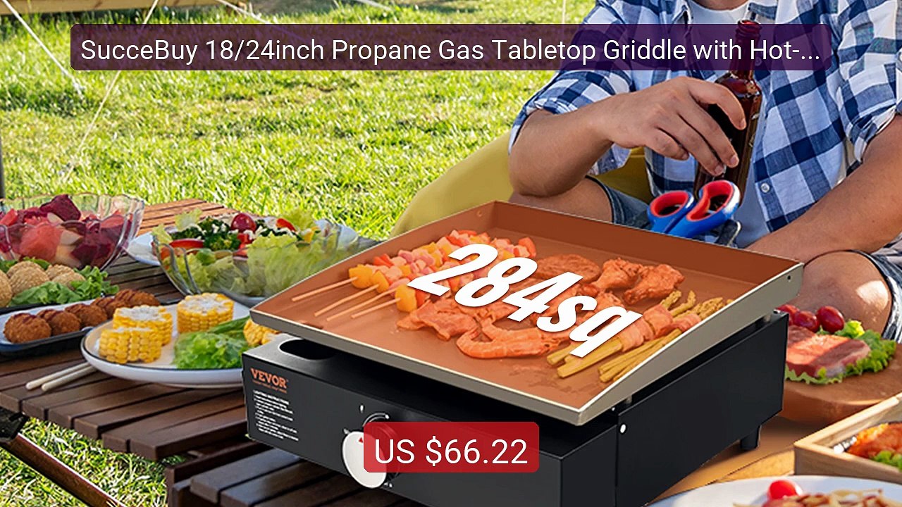 SucceBuy 18/24inch Propane Gas Tabletop Griddle with Hot-rolle... -- Hot Deal 2026 | Limited Offer!