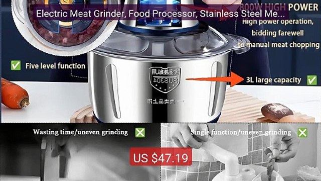Electric Meat Grinder, Food Processor, Stainless Steel Meat C... Amazing Value 2026 | Must Have!