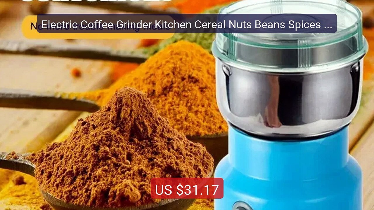 Electric Coffee Grinder Kitchen Cereal Nuts Bea...