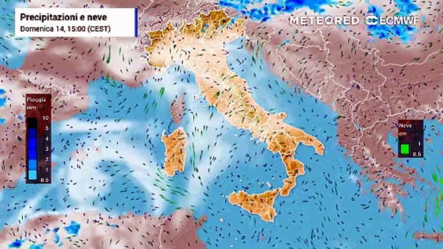 Lunedì 15 giugno 2026, temporali pomeridiani sull'Italia