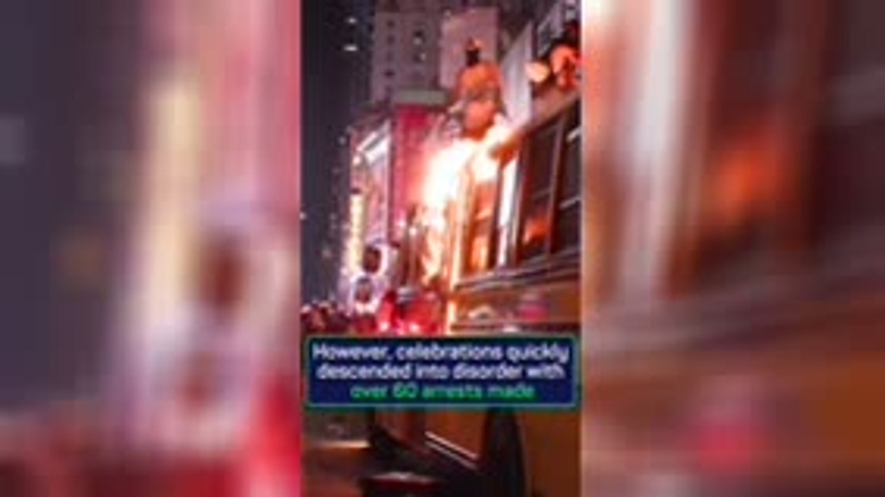 Knicks fans set alight bus during celebrations