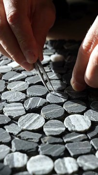 Slate Discs Arranged Into a Mosaic Pattern ✨ Satisfying Stone Art