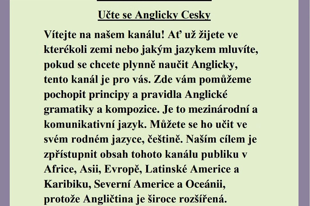 Učte se Anglicky Cesky(Seznam Obsahu)ve vašem rodném jazyce