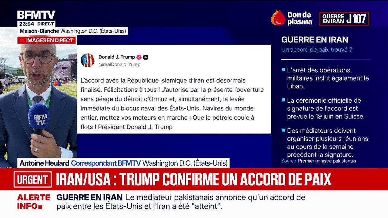 Iran: Donald Trump confirme qu'un accord de paix a été finalisé