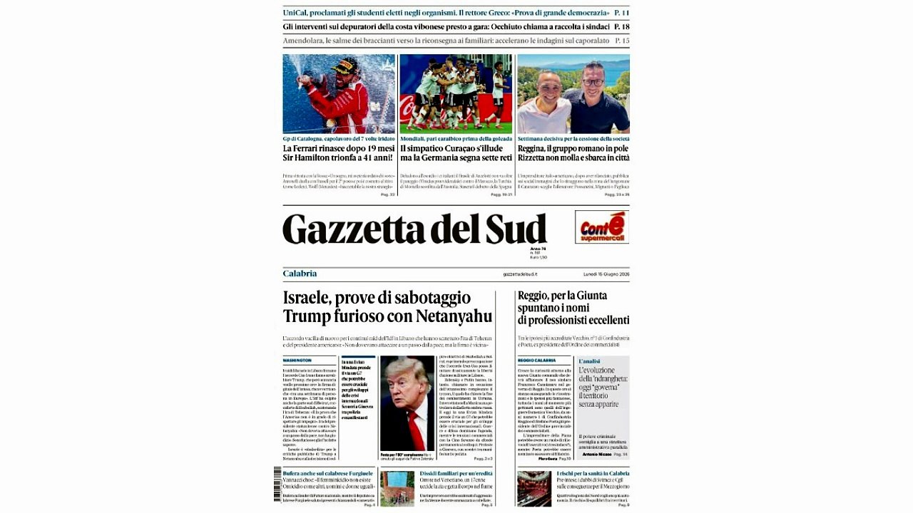 Rassegna stampa 15-06-2026 edizioni Calabria