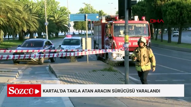 Kartal’da takla atan otomobilin sürücüsü yaralandı
