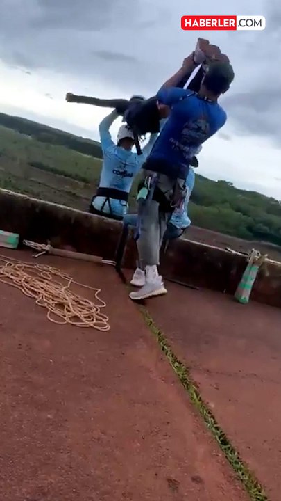 Bungee jumping faciası! Güvenlik ipi bağlanmadan boşluğa bırakıldı