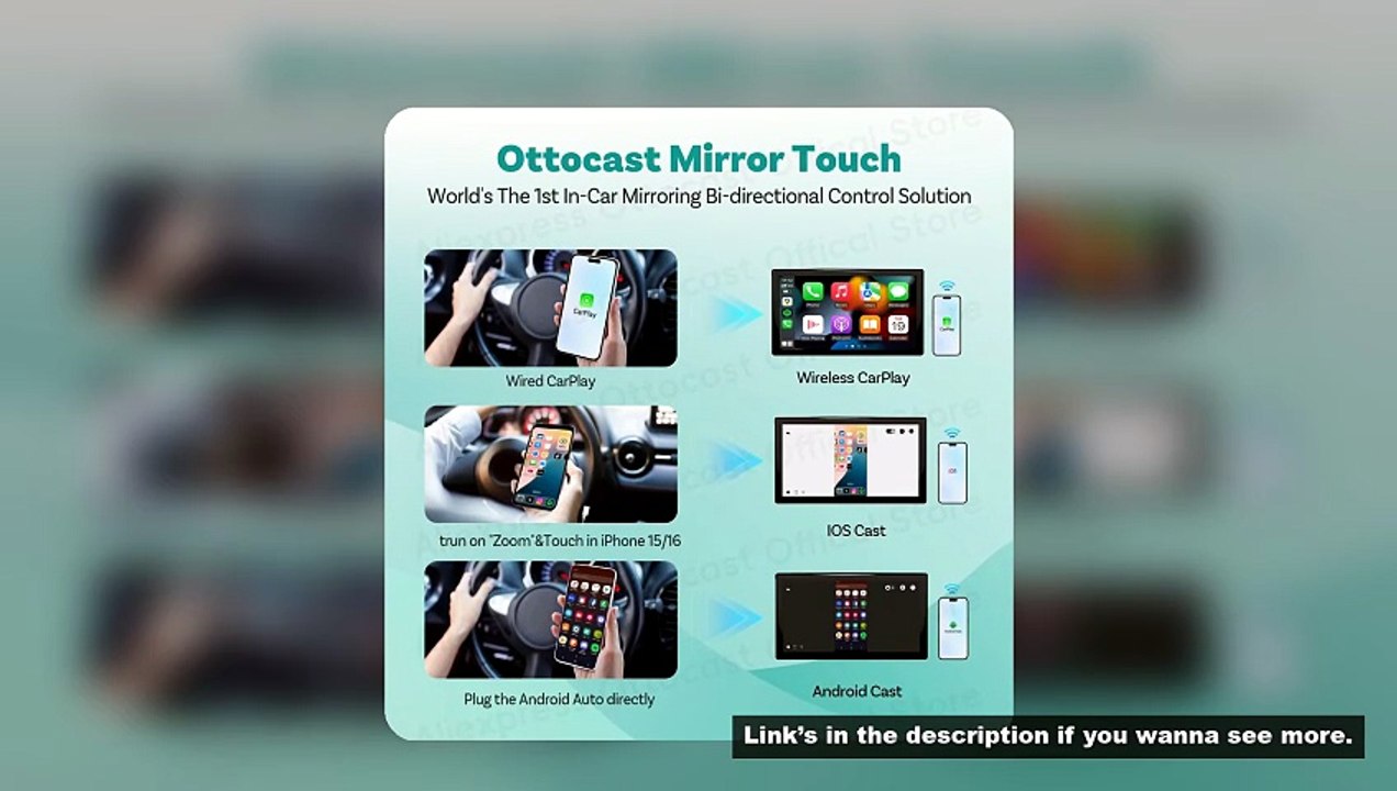 OTTOCAST Mirror Touch Wireless CarPlay New Car Accessories for iOS Mirror Android Mirror Screencast