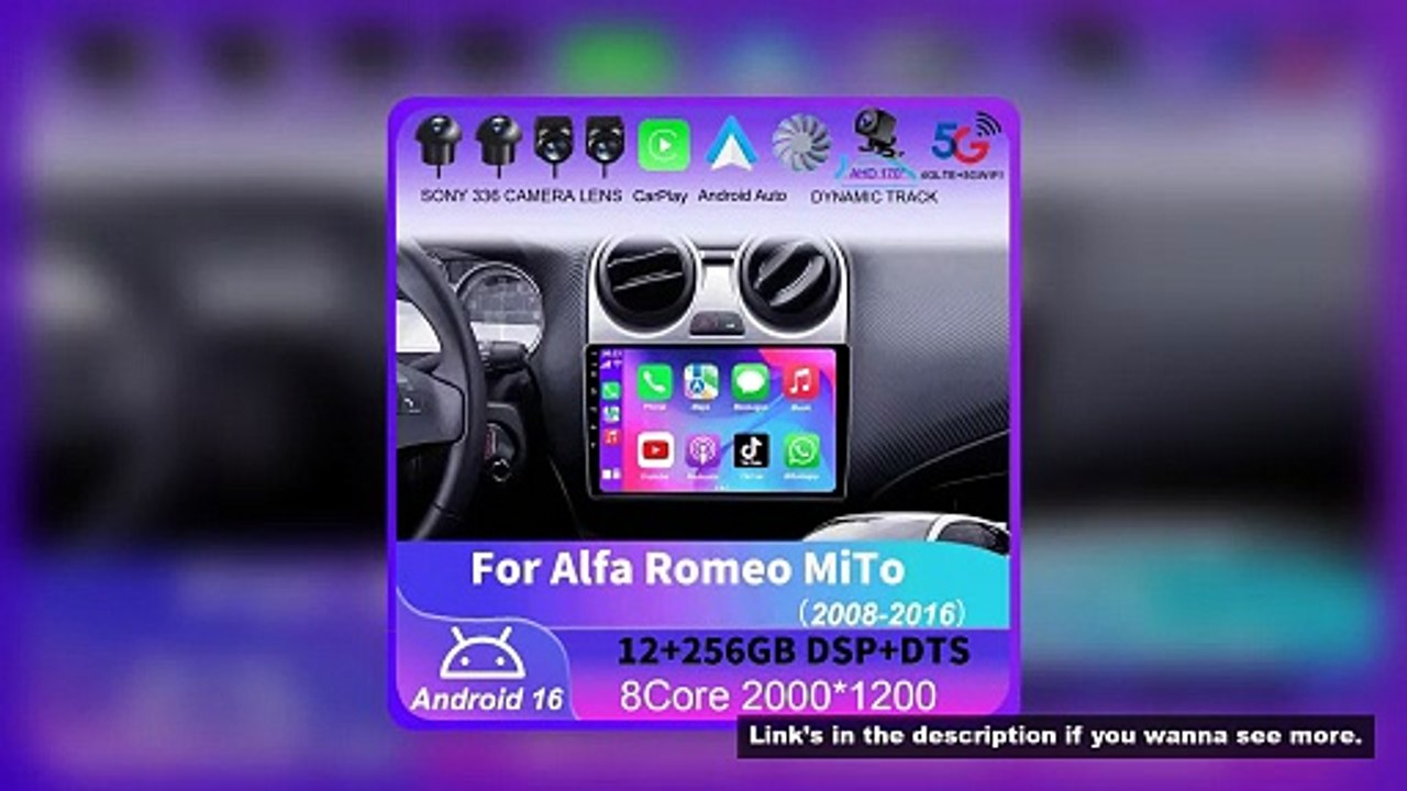 Car Radio For Alfa Romeo MiTo 2008 - 2016 Multimedia Video Player Wireless Carplay And Wireless Andr
