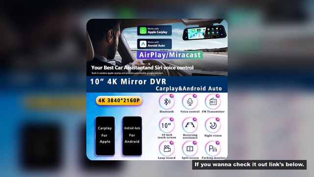 UHD 4K 3840*2160P Car Dvr Carplay Android Auto GPS 5G WIFI AUX Dash Cam Stream RearView Mirror Dashc
