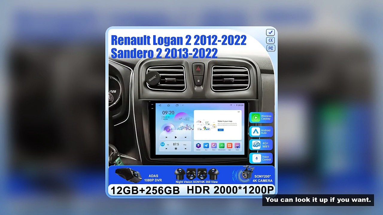 Android 16 Carplay Auto For Renault Logan 2 Sandero 2 2012 - 2016 2017 2018 2019 Car Radio Multimedi