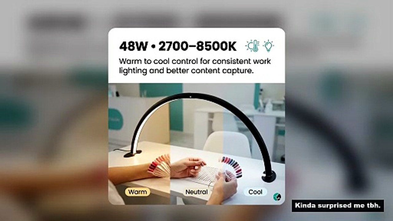 30inch Half Moon Light for Nail Desk 76cm 48W High Light Arch Photography Filling Crescent Desktop M