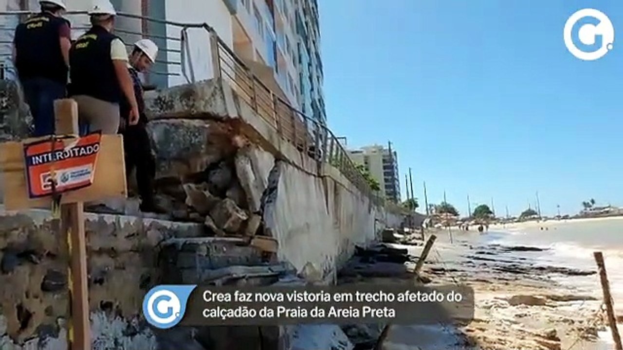 Crea faz nova vistoria em trecho afetado do calçadão da Praia da Areia Preta