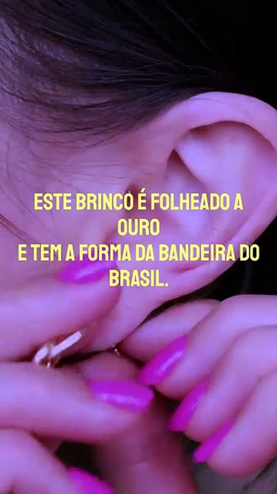 Vídeo - BRINCO BANDEIRA DO BRASIL FOLHEADO A OURO COM RESINA