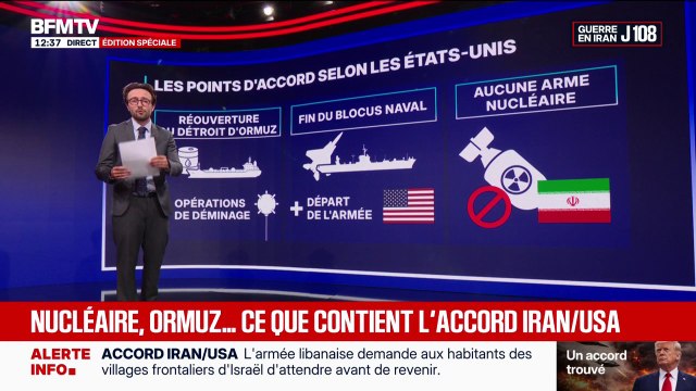 Réouverture d'Ormuz, fin du blocus naval, arme nucléaire... Les points d'accord conclus avec l'Iran selon les États-Unis