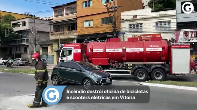 Incêndio destrói oficina de bicicletas e scooters elétricas em Vitória