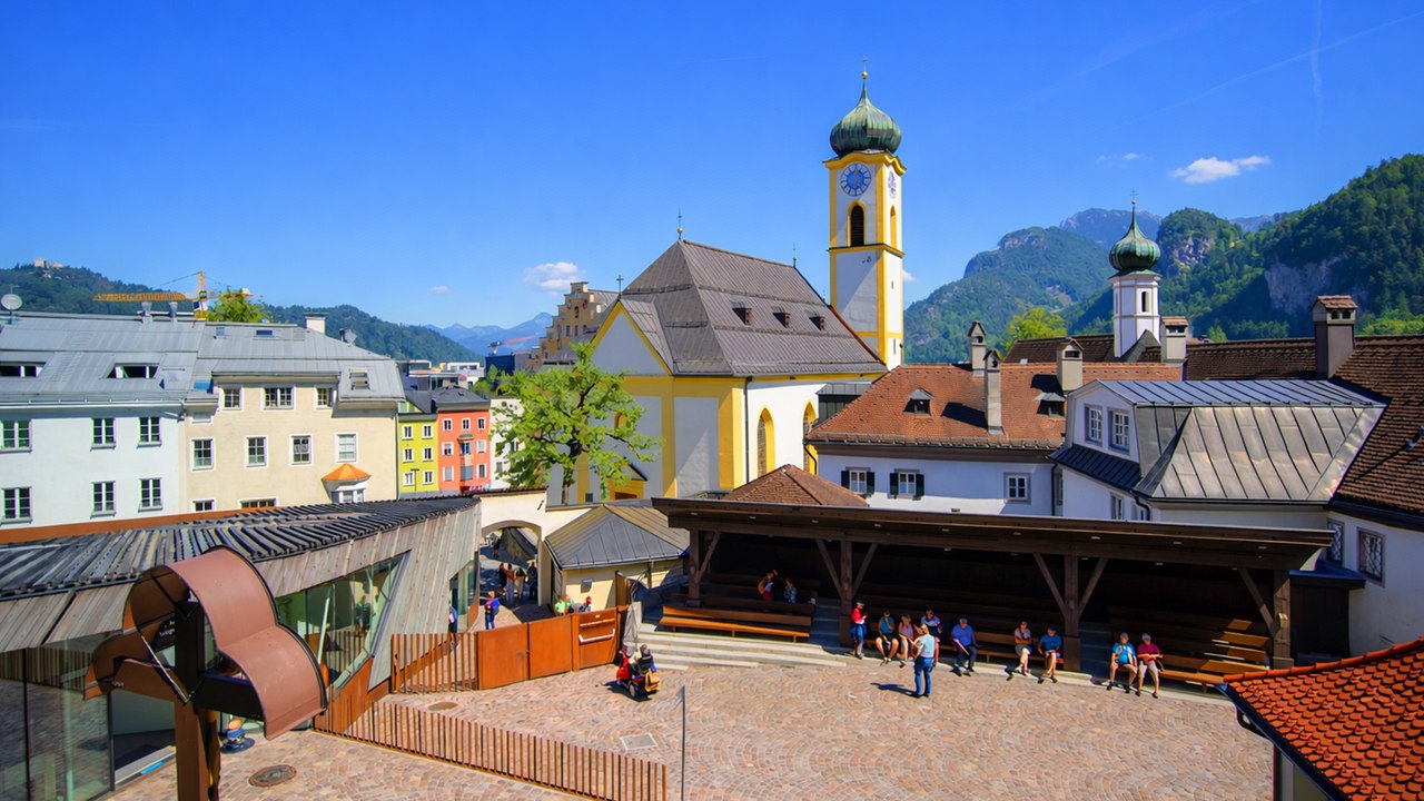 Kufstein Austria Historic Streets and Mountain Views 4K 60fps