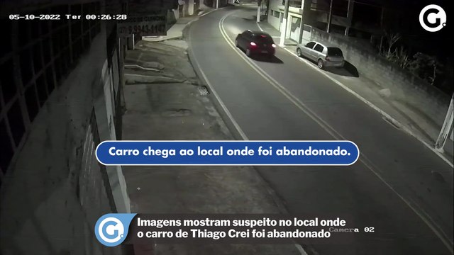 Imagens mostram suspeito no local onde o carro de Thiago Crei foi abandonado