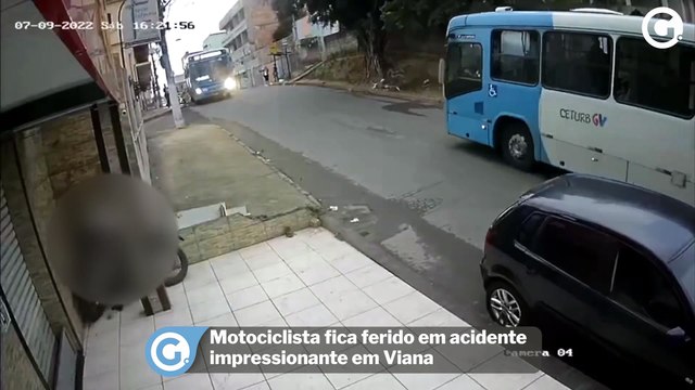 Motociclista fica ferido em acidente impressionante em Viana