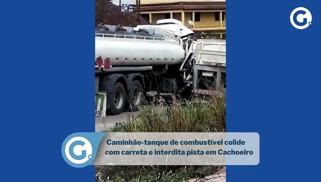Caminhão-tanque de combustível colide com carreta e interdita pista em Cachoeiro