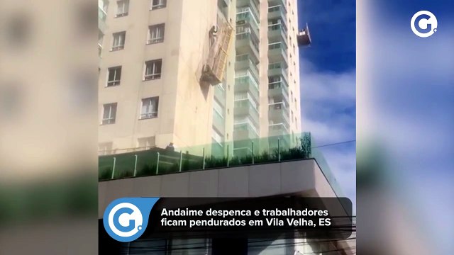 Andaime despenca e trabalhadores ficam pendurados em Vila Velha, ES