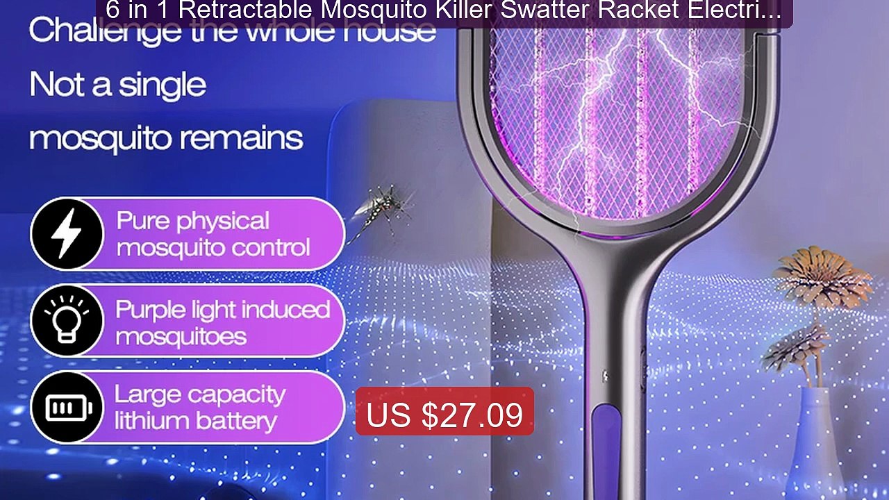 6 in 1 Retractable Mosquito Killer Swatter Racket Electric Fly Trap... -- Top Rated 2026 | Buy Now!
