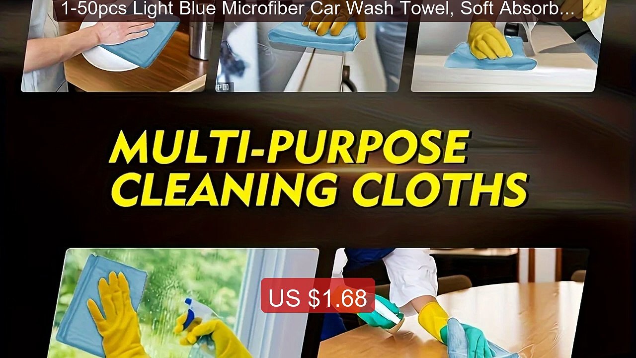 1-50pcs Light Blue Microfiber Car Wash Towel, Soft Absorbent F... -- Hot Deal 2026 | Limited Offer!