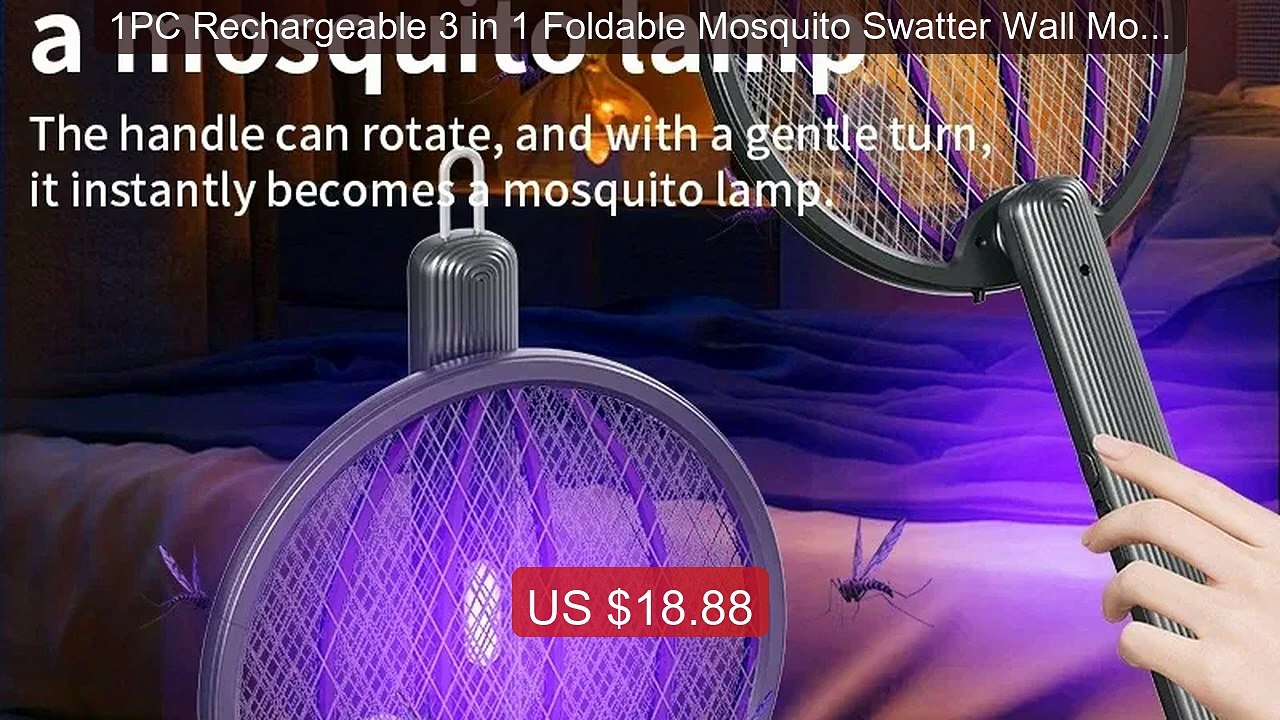 1PC Rechargeable 3 in 1 Foldable Mosquito Swatter Wall Mounted... -- Hot Deal 2026 | Limited Offer!