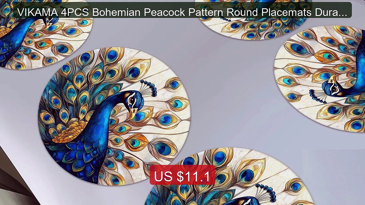 VIKAMA 4PCS Bohemian Peacock Pattern Round Placemats Durabl... -- Top Pick 2026 | Unbeatable Price!
