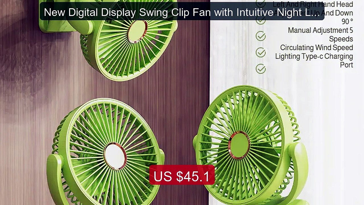 New Digital Display Swing Clip Fan with Intuitive Night Lig... -- Top Pick 2026 | Unbeatable Price!