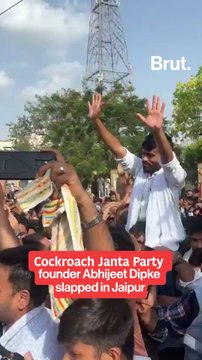 Cockroach Janta Party founder Abhijeet Dipke slapped during protest in Jaipur