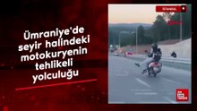 İstanbul Ümraniye'de seyir halindeki motokuryenin tehlikeli yolculuğu