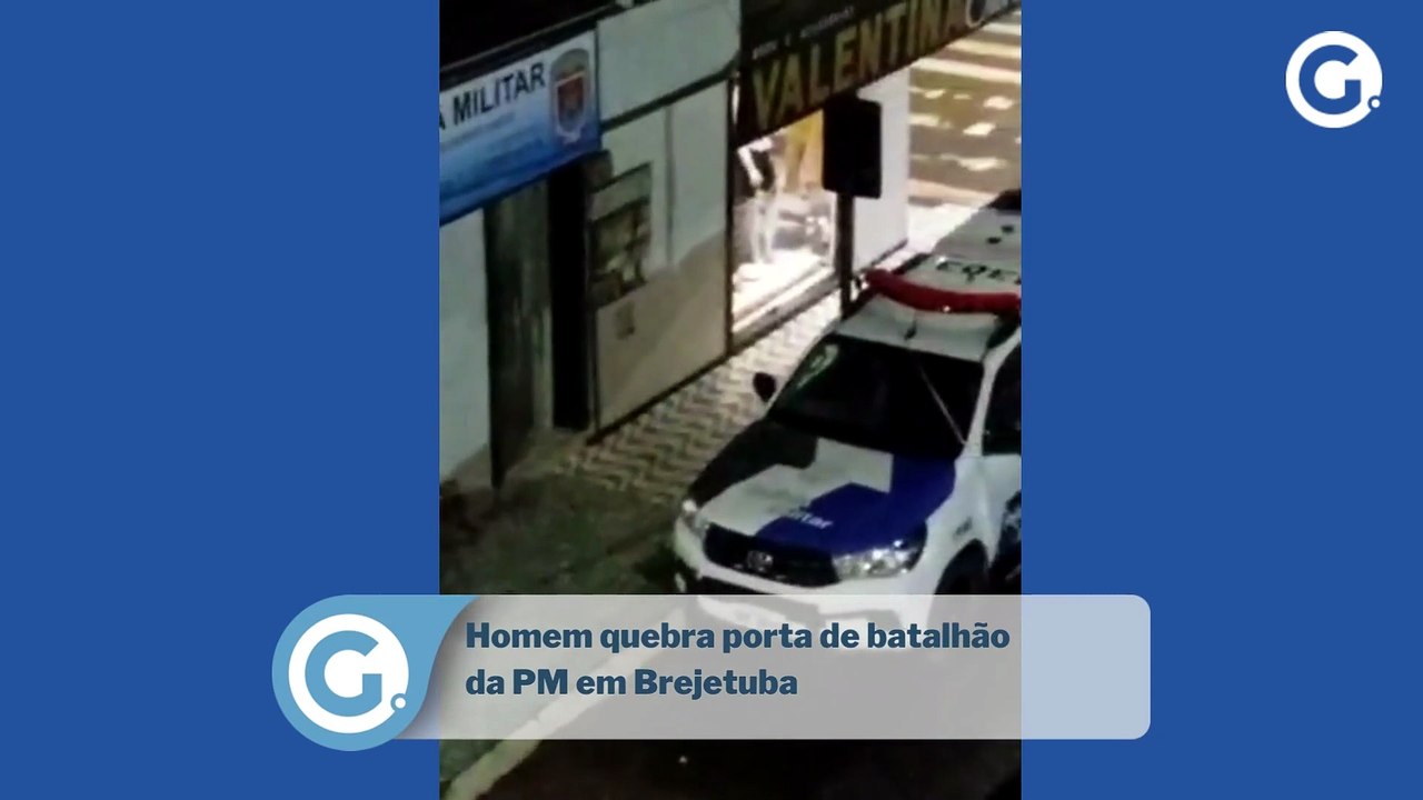 Homem quebra porta de batalhão  da PM em Brejetuba