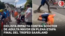 Accidente durante el Saarland Trofeo Junior: mujer en scooter ingresó al recorrido y causó caída en cadena