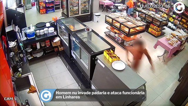 Homem nu invade padaria e ataca funcionária em Linhares