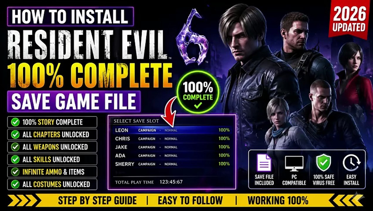 🎮 Resident Evil 6 100% Save Game File Installation Guide (2026) | All Unlocks & Campaigns Completed