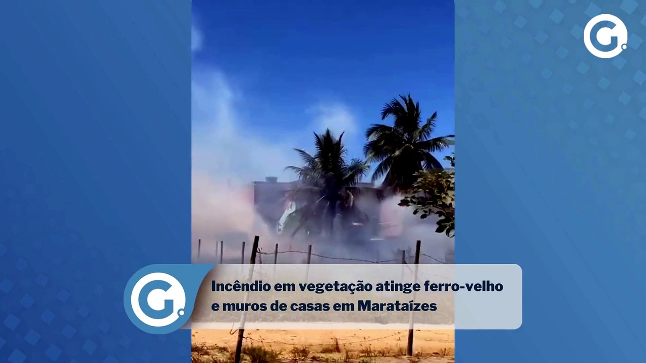Incêndio em vegetação atinge ferro-velho e muro...