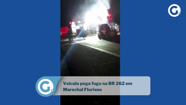Veículo pega fogo na BR 262 em Marechal Floriano