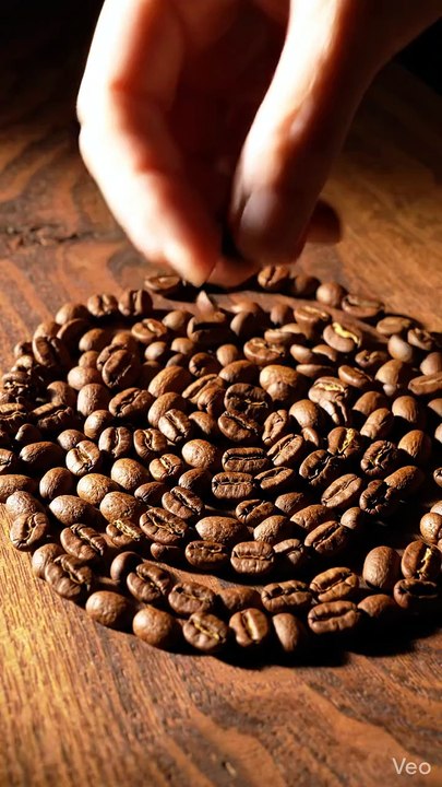 Coffee Beans Arranged Into Spiral Pattern ☕✨ Satisfying Coffee Art