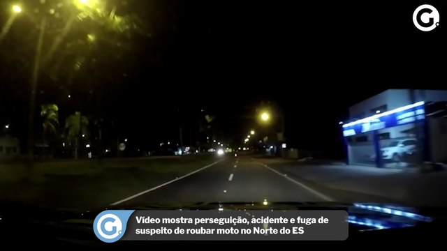 Vídeo mostra perseguição, acidente e fuga de suspeito de roubar moto no Norte do ES