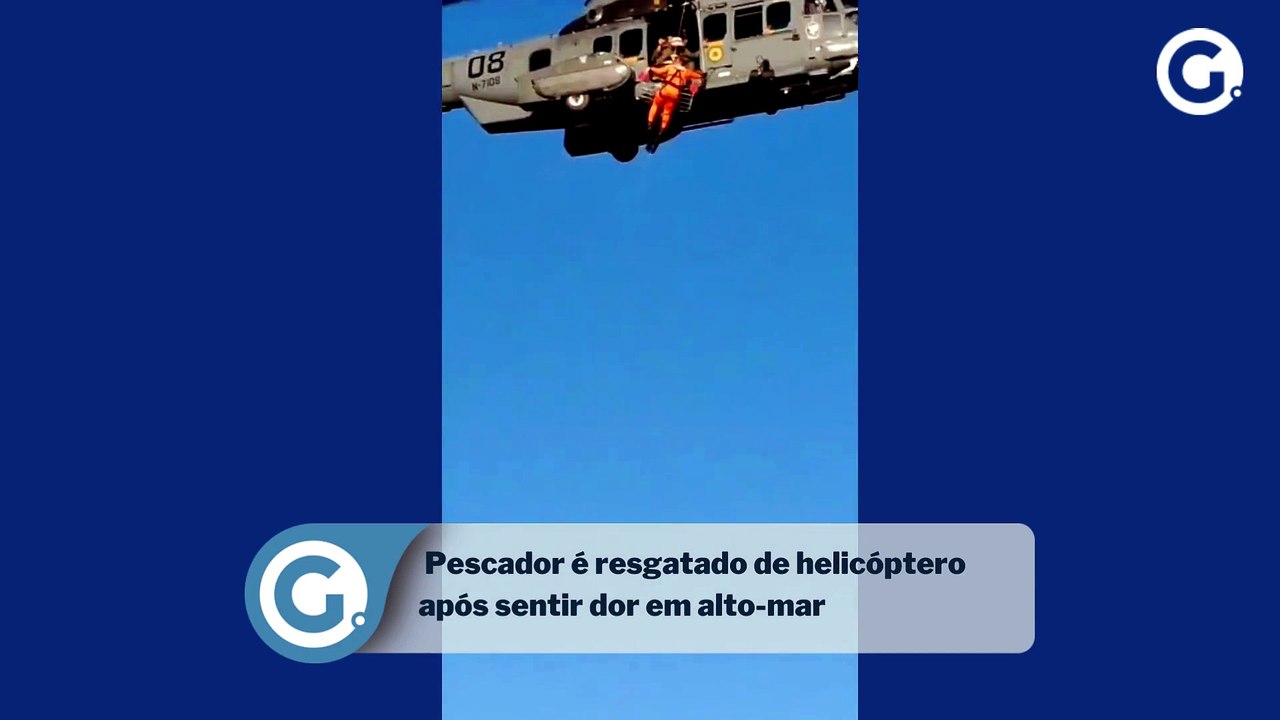 Pescador é resgatado de helicóptero após sentir dor em alto-mar