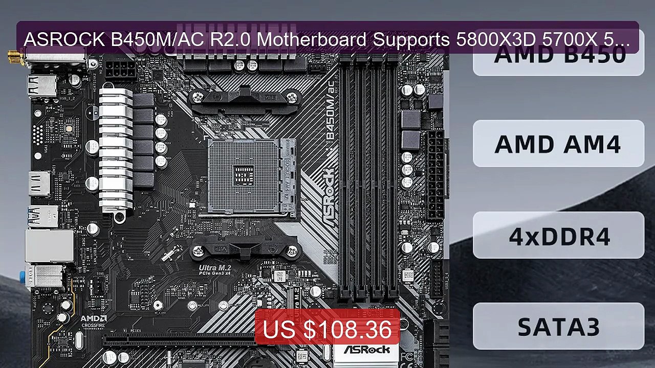 ASROCK B450M/AC R2.0 Motherboard Supports 5800X3D 5700X 5600X 5600G... -- Top Rated 2026 | Buy Now!