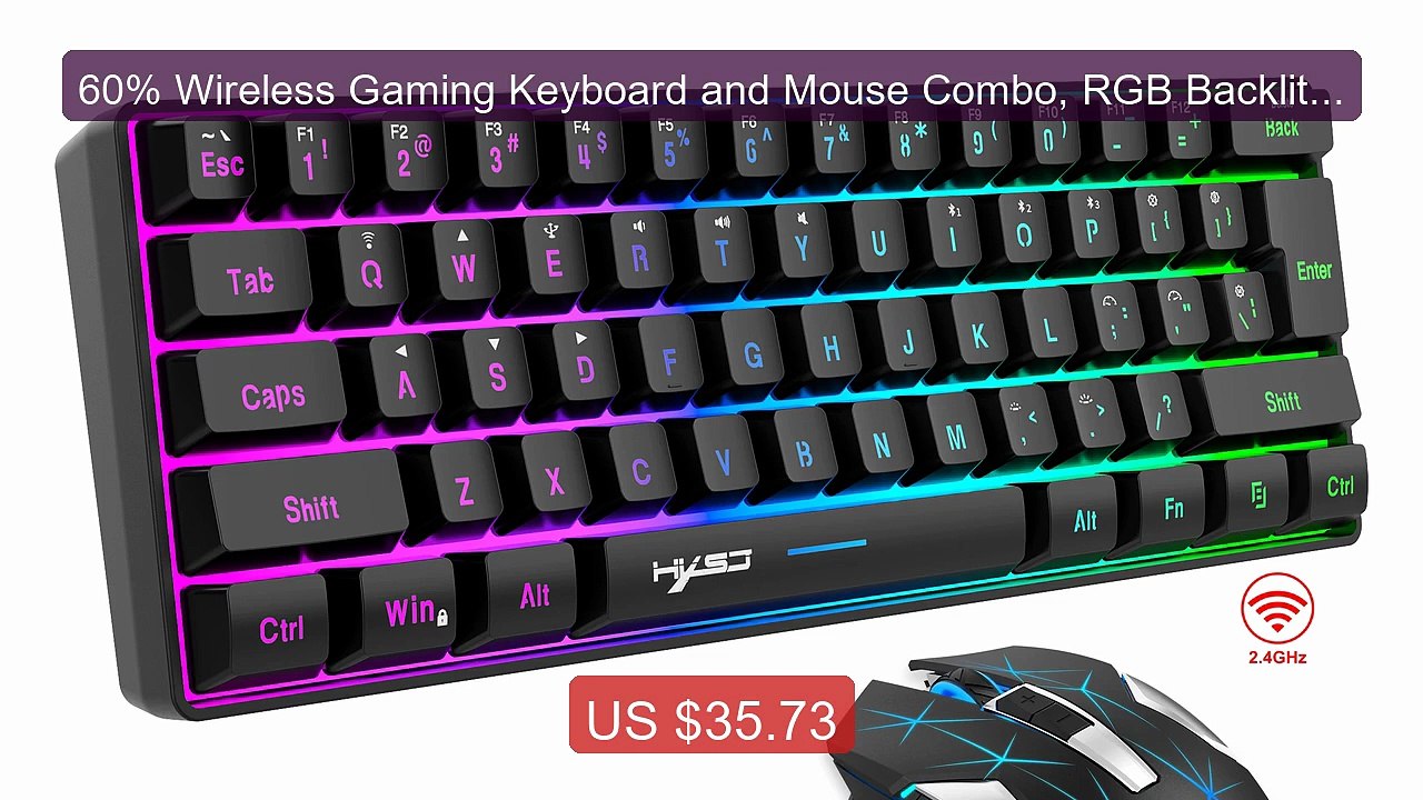 60% Wireless Gaming Keyboard and Mouse Combo, RGB Backlit Quie... -- Best Buy 2026 | Great Quality!