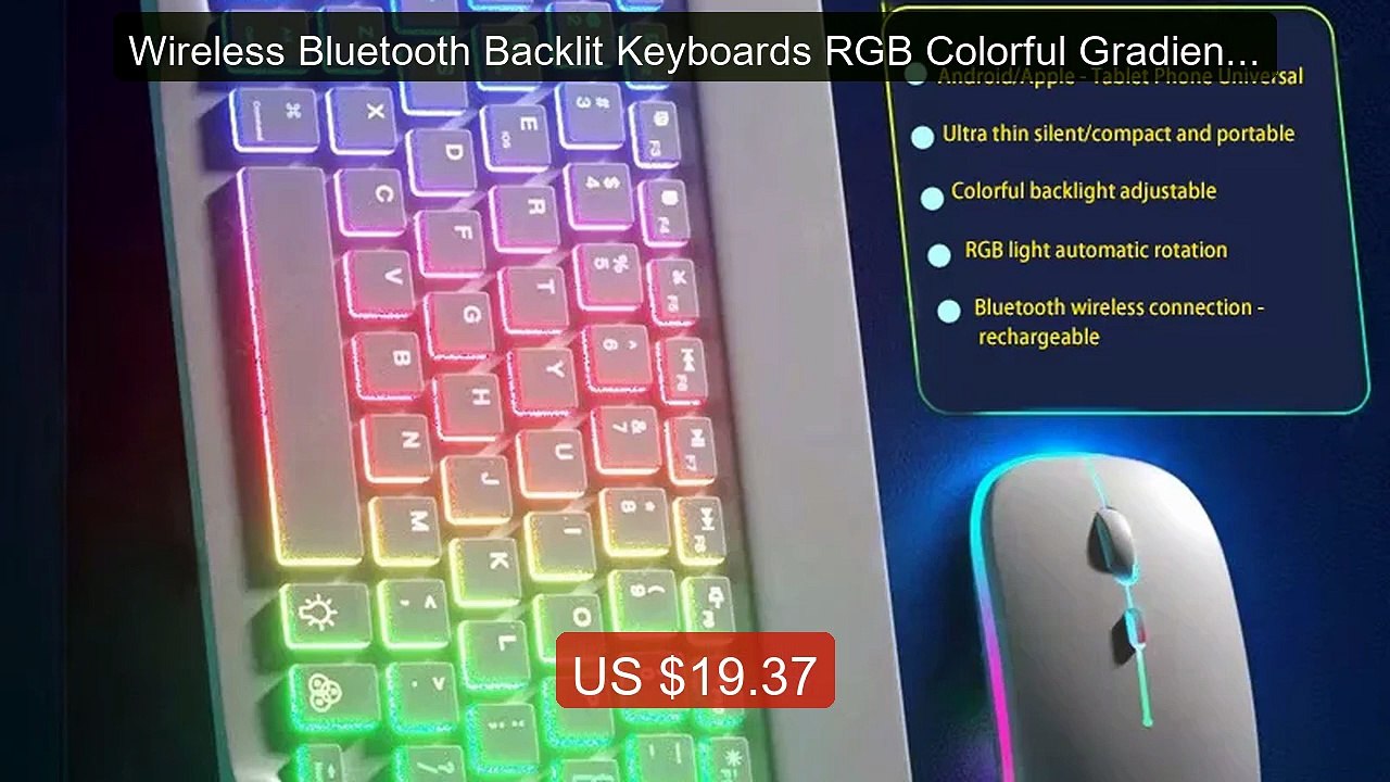 Wireless Bluetooth Backlit Keyboards RGB Colorful Gradient Lu... -- Amazing Value 2026 | Must Have!