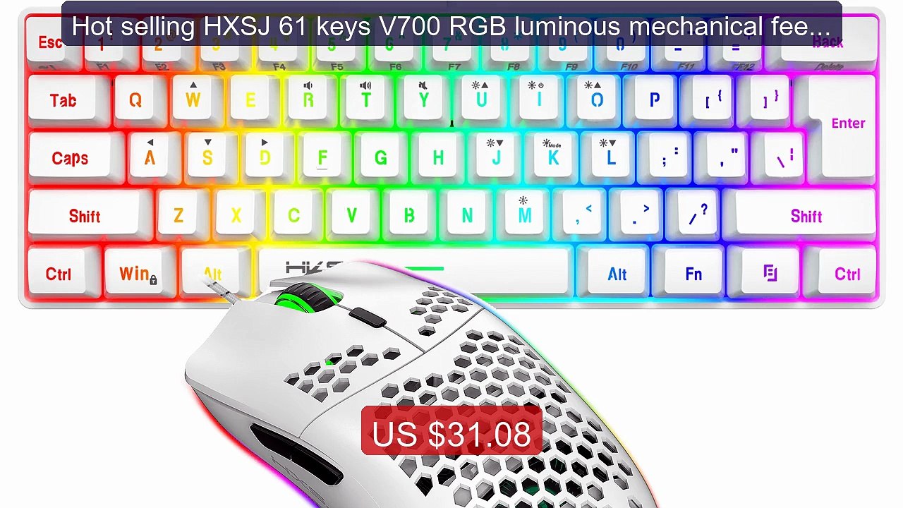 Hot selling HXSJ 61 keys V700 RGB luminous mechanical feel ... -- Top Pick 2026 | Unbeatable Price!